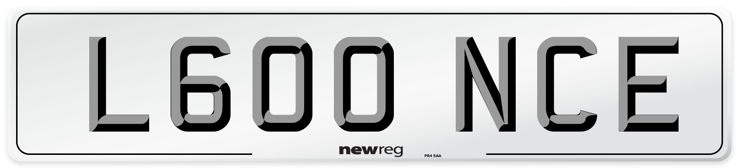 L600 NCE Number Plate from New Reg